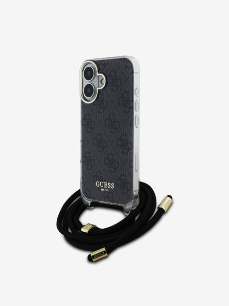 Guess Guess IML 4G nyomtatott keresztpántos hátsó borító iPhone 16-hoz Fekete