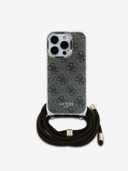 Guess Guess IML 4G nyomtatott keresztpántos hátsó borító iPhone 16 Pro készülékhez Barna