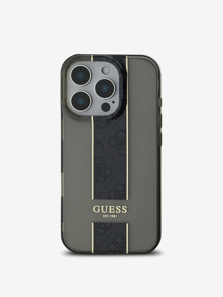 Guess Guess IML középső 4G csíkos hátlapi borító iPhone 16 Pro fekete modellhez