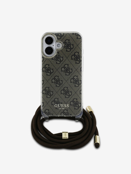 Guess Guess IML 4G nyomtatott keresztpántos hátsó borító iPhone 16-hoz Barna
