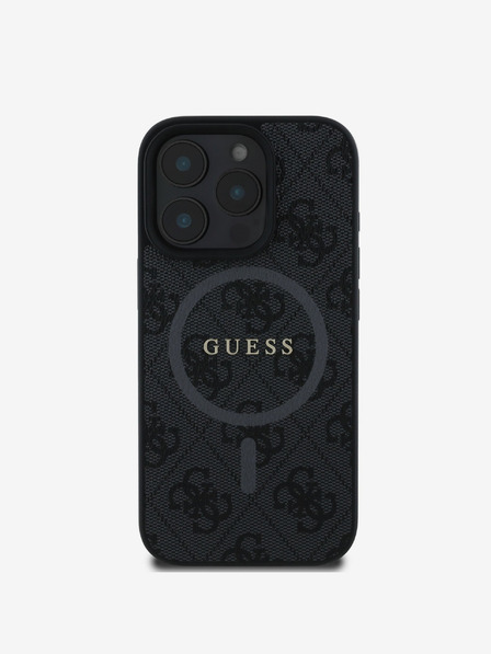 Guess PU Leather 4G Colored Ring MagSafe Zadní Kryt pro iPhone 16 Pro Black Telefontok
