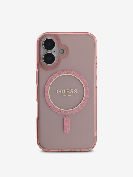 Guess Guess IML csillogó gyűrűs MagSafe hátlap az iPhone 16-hoz Rózsaszínű