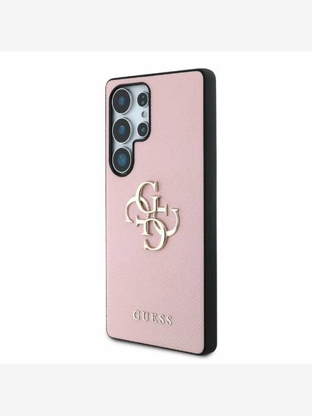 Guess Guess PU szemcsés 4G fém logós hátlap a Samsung Galaxy S25 Ultra rózsaszínhez