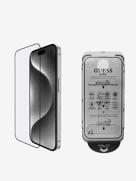 Guess Guess edzett üveg 2.5D iPhone 16 Pro Max-hoz Fekete