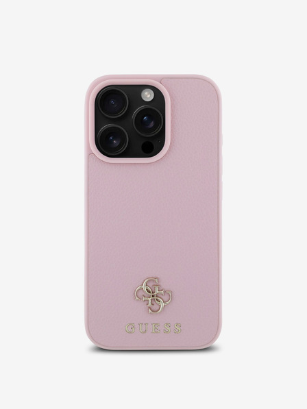 Guess Guess PU szemcsés 4G kis fém logós MagSafe hátlap iPhone 16 Pro Max készülékhez Rózsaszínű