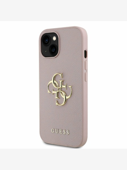 Guess Guess PU szemcsés 4G fém logós hátlap iPhone 15 rózsaszínhez