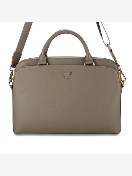 Guess Guess PU szemcsés háromszög logós notebook táska 15/16" barna
