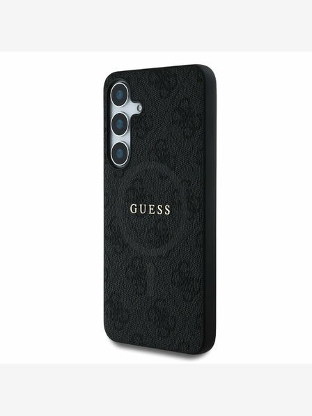 Guess PU Leather 4G Colored Ring MagSafe Zadní Kryt pro Samsung Galaxy S25 Black Telefontok