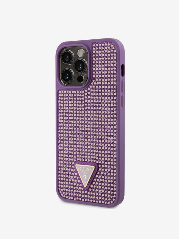 Guess Rhinestones Triangle Metal Logo Kryt pro iPhone 15 Pro Max Purple Telefontok Lila termék 2. képe