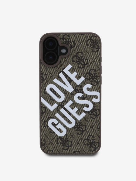 Guess Guess PU bőr 4G Big Love logós MagSafe hátlap iPhone 16-hoz Barna