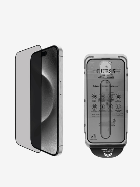 Guess Guess edzett üveg 2,5D PRIVACY iPhone 16 Pro Max-hoz Fekete