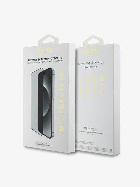 Guess Guess edzett üveg 2,5D PRIVACY iPhone 16 Pro Max-hoz Fekete