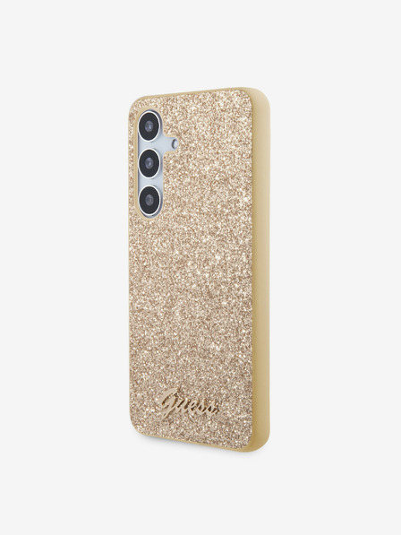 Guess Guess PC/TPU csillámpelyhekből álló fém logós hátlap Samsung Galaxy S24+-hoz Arany