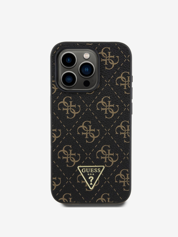 Guess PU Leather 4G Triangle Metal Logo Zadní Kryt pro iPhone 16 Pro Max Black Telefontok Lila termék 2. képe