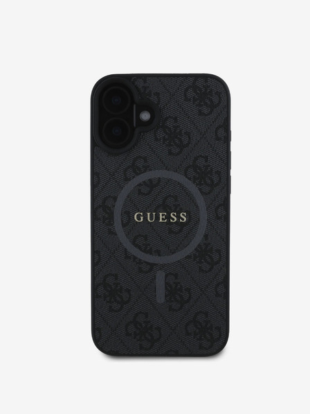 Guess Guess PU bőr 4G színes gyűrűs MagSafe hátlap iPhone 16-hoz Fekete