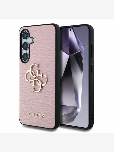 Guess Guess PU szemcsés 4G fém logós hátlap a Samsung Galaxy S25 rózsaszínű modellhez