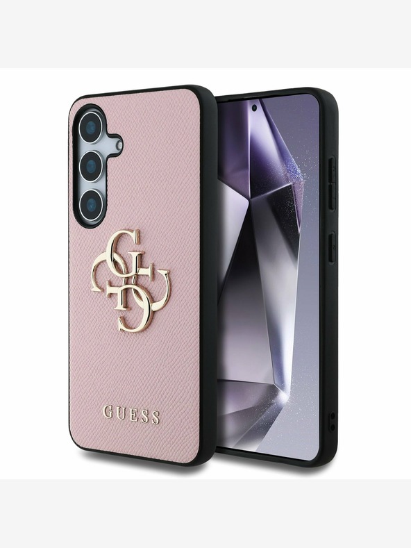 Guess Guess PU szemcsés 4G fém logós hátlap a Samsung Galaxy S25 rózsaszínű modellhez
