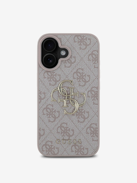 Guess Guess PU 4G fém logós fém hátlap iPhone 16 Plushoz Rózsaszínű