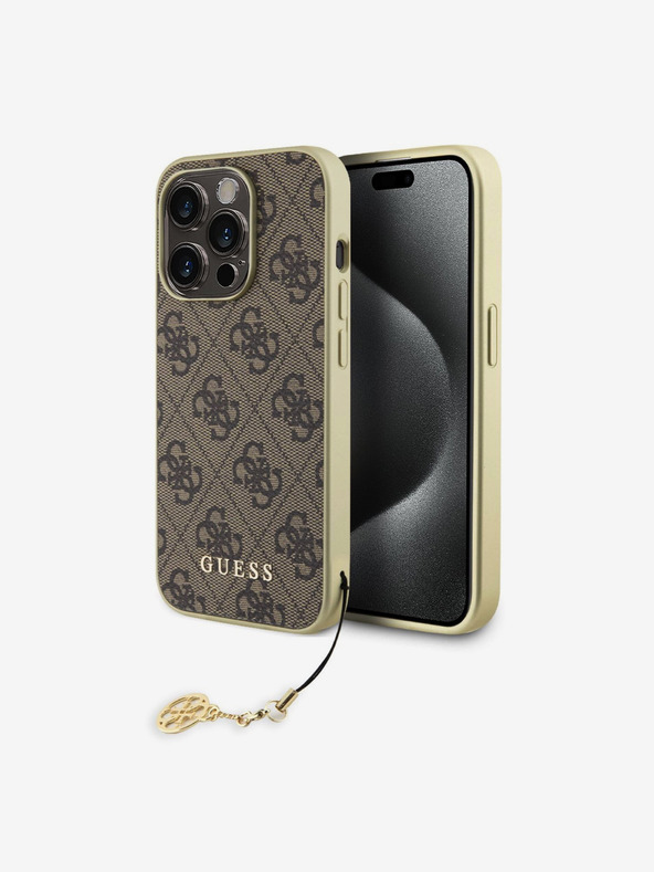 Guess 4G Charm Zadní Kryt pro iPhone 15 Pro Brown Telefontok Lila akciós termékkép 1