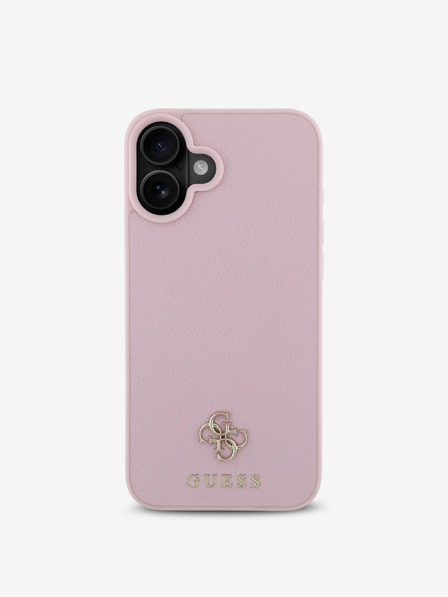 Guess Guess PU PU PU szemcsés 4G kis fém logós MagSafe hátlap iPhone 16 Plushoz Rózsaszínű