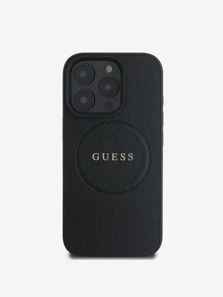 Guess Guess PU szemcsés klasszikus logós MagSafe hátlap iPhone 16 Pro Max készülékhez Fekete