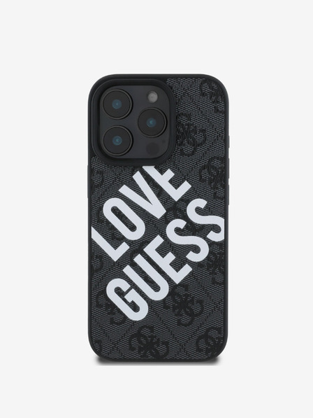 Guess Guess PU bőr 4G Big Love Logo MagSafe hátlap iPhone 16 Pro Max fekete iPhone 16 Pro Max készülékhez