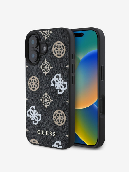 Guess Guess PU 4G Peony MagSafe MagSafe hátlap iPhone 16-hoz Fekete