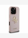 Guess Guess PU szemcsés 4G fém logós hátlap iPhone 16 Pro rózsaszínű iPhone 16 Pro modellhez