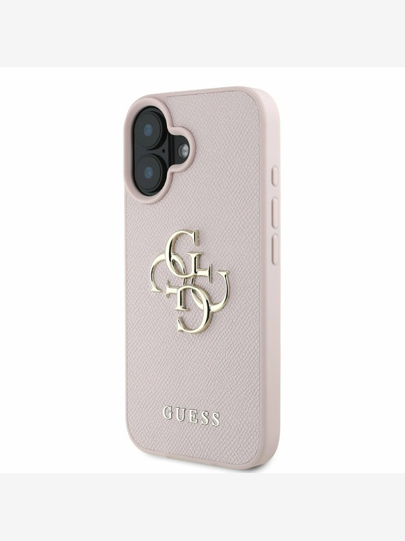 Guess PU Grained 4G Metal Logo Zadní Kryt pro iPhone 16 Pink Telefontok Lila termék 2. képe