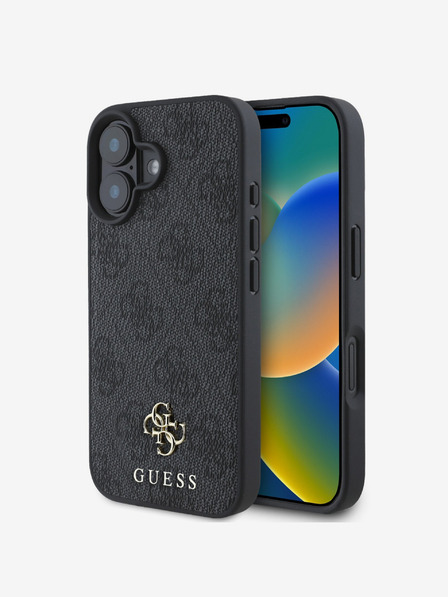 Guess Guess PU 4G kis fém logós MagSafe hátlap iPhone 16-hoz Szürke