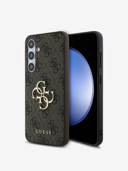 Guess Guess PU 4G fém logós hátlap a Samsung Galaxy S24 FE barna változatához