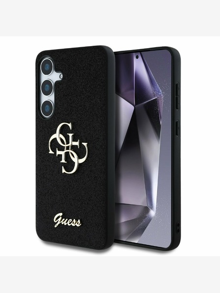 Guess Guess PU fix csillogó 4G fém logós hátlap a Samsung Galaxy S25+ készülékhez Fekete