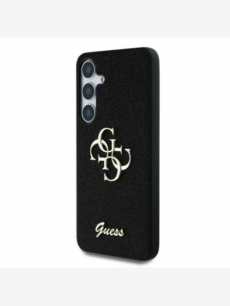 Guess Guess PU fix csillogó 4G fém logós hátlap a Samsung Galaxy S25+ készülékhez Fekete
