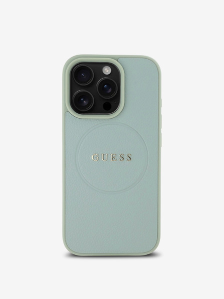 Guess Guess PU szemcsés klasszikus logós MagSafe hátlap iPhone 16 Pro iPhone 16-hoz Zöld