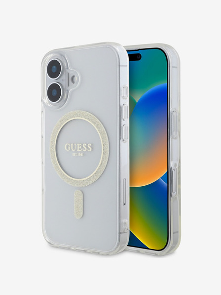 Guess Guess IML csillogó gyűrűs MagSafe hátlap iPhone 16 Plus készülékhez Átlátszó