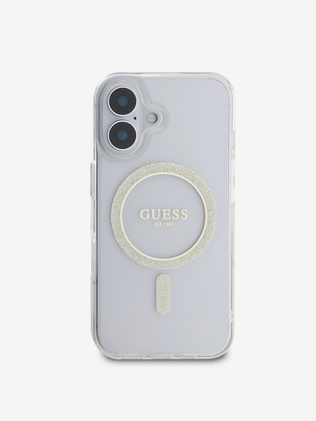Guess Guess IML csillogó gyűrűs MagSafe hátlap iPhone 16 Plus készülékhez Átlátszó