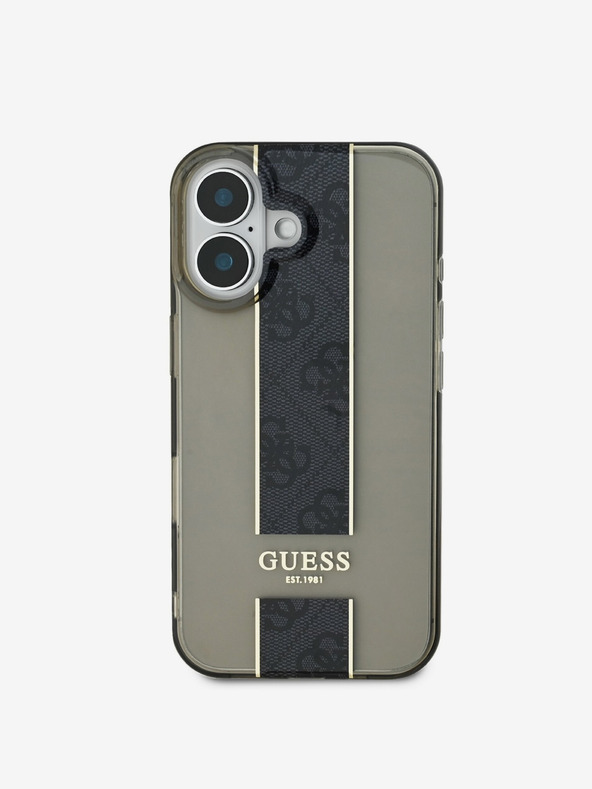 Guess IML Middle 4G Stripe Zadní Kryt pro iPhone 16 Black Telefontok Lila termék 2. képe
