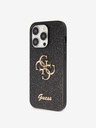 Guess Guess PU fix csillogó 4G fém logós fém hátlap iPhone 15 Pro Max-hoz Fekete