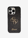 Guess Guess PU fix csillogó 4G fém logós fém hátlap iPhone 15 Pro Max-hoz Fekete