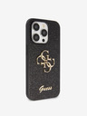 Guess Guess PU fix csillogó 4G fém logós fém hátlap iPhone 15 Pro Max-hoz Fekete