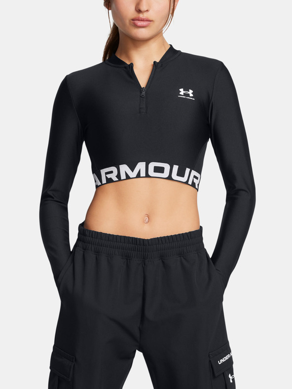 Under Armour HeatGear Rib 1/4 Zip LS Póló Fekete akciós termékkép 1