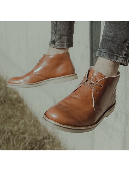 Vasky Férfi bőr bokacsizma barna - tavaszi / őszi csizma, cipő Vasky Desert Cognac