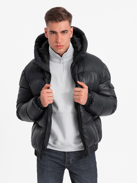 Ombre Clothing Férfi meleg kabát bordázott szegélyekkel Ombre Clothing Ombre Clothing
