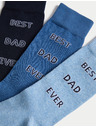 Marks & Spencer 3 páros "Best Dad Ever" feliratú zokni magas pamuttartalommal, Marks & Spencer kék