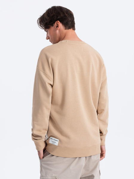 Ombre Clothing Fehér és bézs férfi pulóver Ombre Clothing