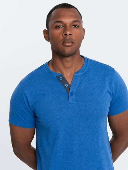 Ombre Clothing Kék férfi kerek nyakú póló Ombre Ruházat Ombre Clothing