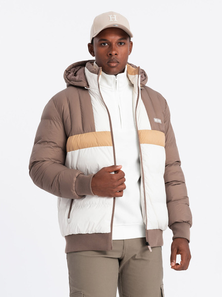 Ombre Clothing Férfi színes retro sportdzseki bézs és fehér Ombre ruházat Ombre Clothing