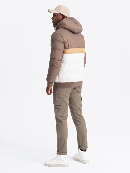 Ombre Clothing Férfi színes retro sportdzseki bézs és fehér Ombre ruházat Ombre Clothing