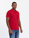 Ombre Clothing Férfi pamut pólóing BASIC - sötétkék/fehér/vörös V3 OM-POBS-0133 Ombre Ruházat