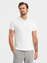 Ombre Clothing Férfi pamut pólóing BASIC - sötétkék/fehér/vörös V3 OM-POBS-0133 Ombre Ruházat